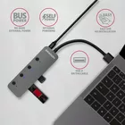AXAGON Hub 4-portowy HUE-MSA USB 3.2 Gen 1 switch, metalowy, micro USB, 20 cm USB-A kabel