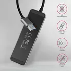 AXAGON Hub 4-portowy HUE-MSA USB 3.2 Gen 1 switch, metalowy, micro USB, 20 cm USB-A kabel