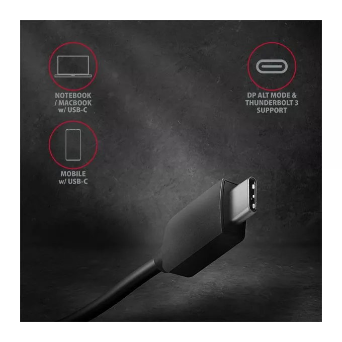 AXAGON Konwerter/adapter USB-C na DisplayPort, RVC-DP, 4K/60Hz