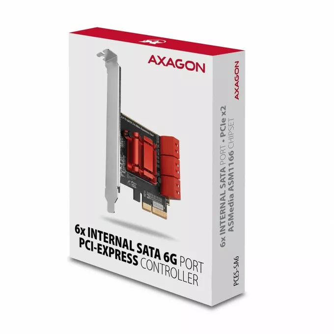 AXAGON PCIe kontroler 6x wewnętrzny port SATA 6G, PCES-SA6, ASM 1166, SP LP