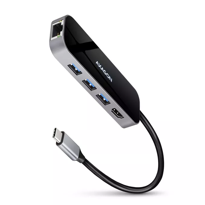 AXAGON Karta sieciowa HMC-6GL 3x USB-A, HDMI, RJ-45, USB 3.2 Gen 1 hub, PD 100W 20cm USB-C kabel