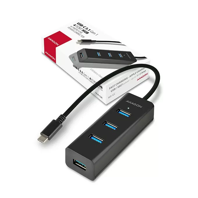 AXAGON Hub 4-portowy HUE-S2C USB 3.2 Gen 1 charging hub, microUSB, 40cm USB-C kabel