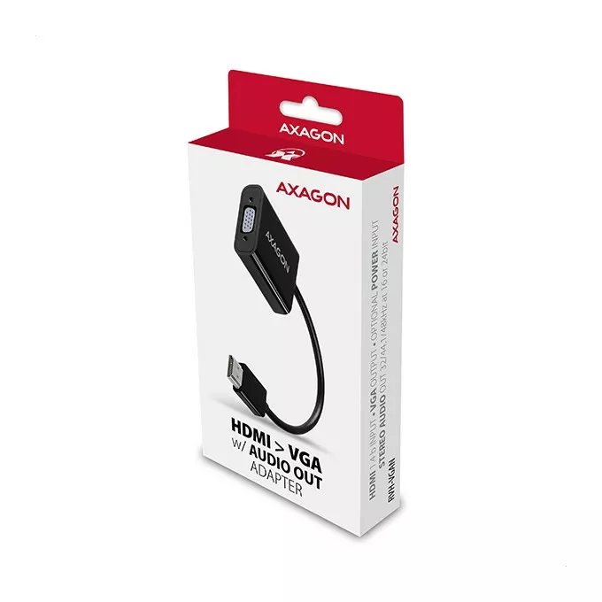 AXAGON Adapter FullHD, wyjście audio, micro USB złącze zasilania RVH-VGAN, HDMI -&gt; VGA