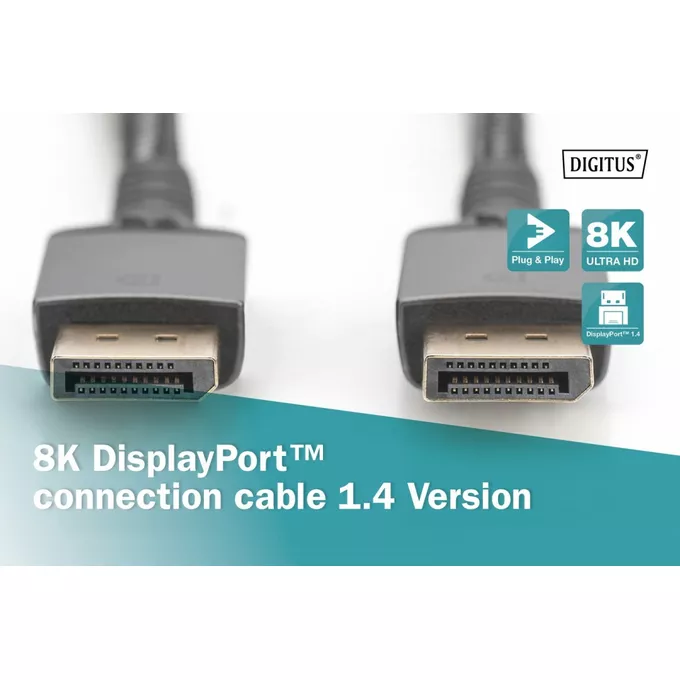 Digitus Kabel połączeniowy PREMIUM DisplayPort 8K60Hz UHD DP/DP M/M 3m Czarny