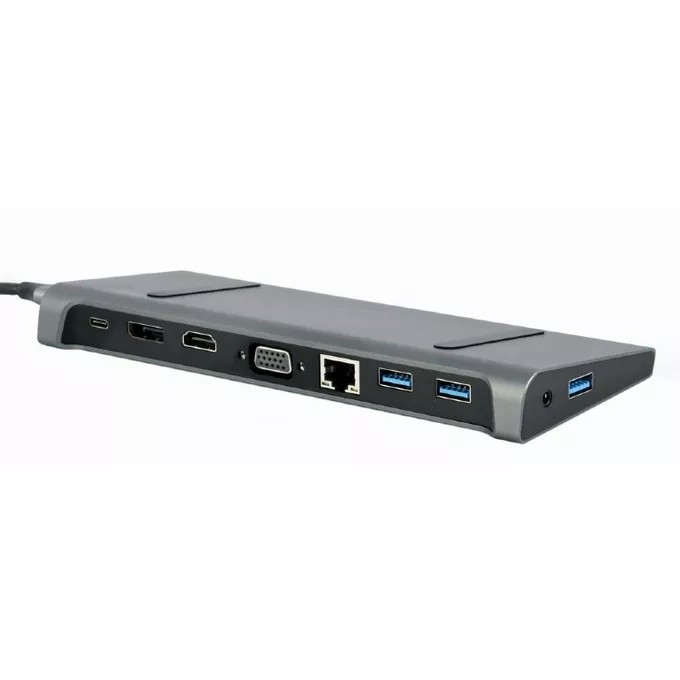 Gembird Adapter USB-C 9w1, HDMI, USB-C PD, VGA, DP, USBx3, Audio, LAN