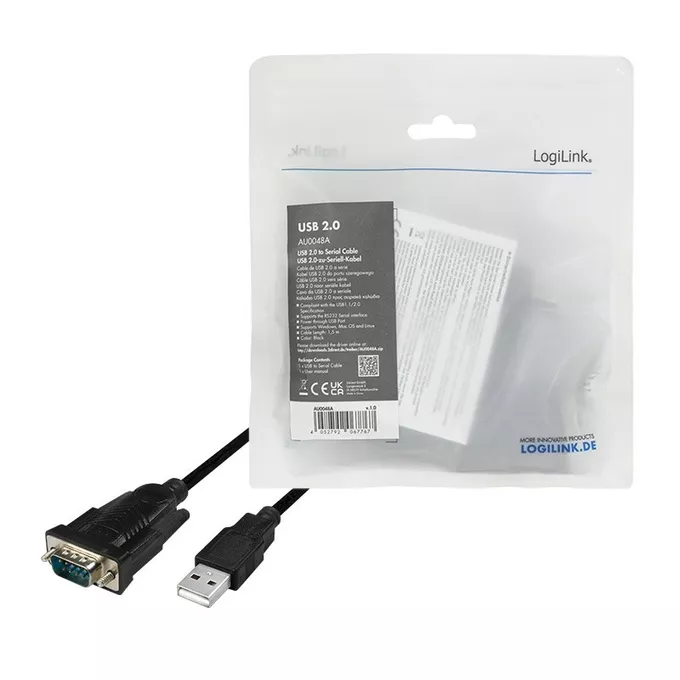 LogiLink Adapter USB do portu szeregowego DB9, 1.5m