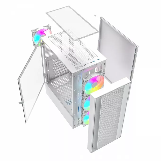 Gembird Obudowa Midi Tower Fornax 4000 ARGB biała