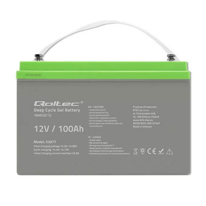 Qoltec Akumulator żelowy Deep Cycle | 12V | 100Ah
