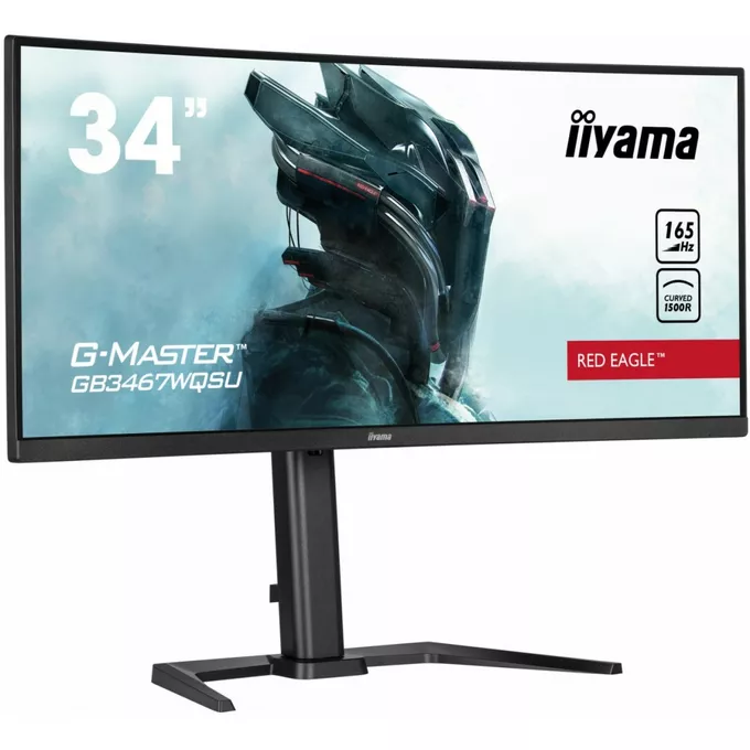 IIYAMA Monitor 34 cale G-MASTER GB3467WQSU-B5 VA,UWQHD,165HZ,HAS(15cm),1500R,4xUSB