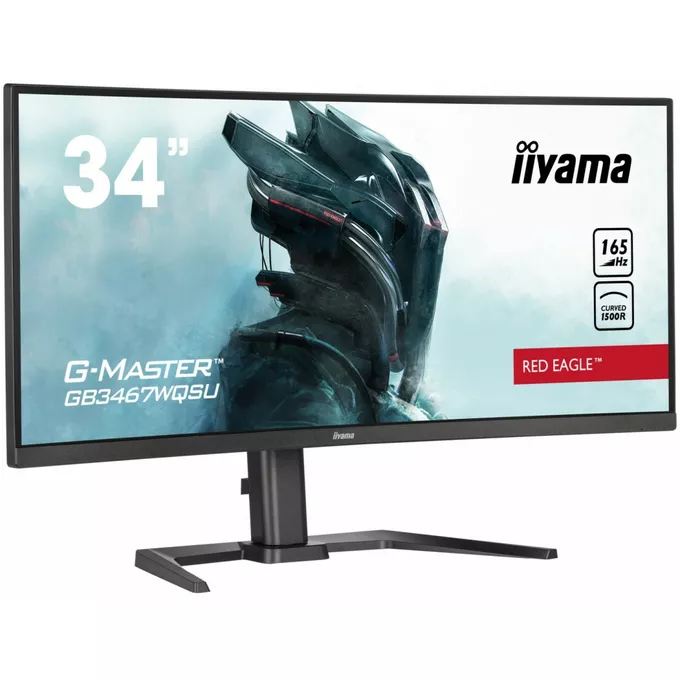 IIYAMA Monitor 34 cale G-MASTER GB3467WQSU-B5 VA,UWQHD,165HZ,HAS(15cm),1500R,4xUSB