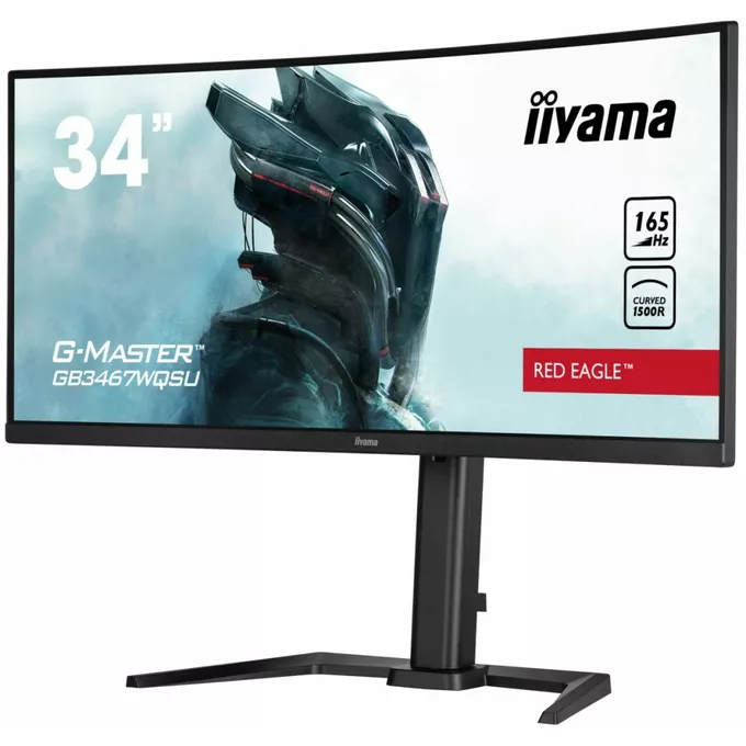 IIYAMA Monitor 34 cale G-MASTER GB3467WQSU-B5 VA,UWQHD,165HZ,HAS(15cm),1500R,4xUSB