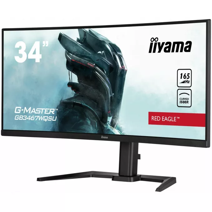 IIYAMA Monitor 34 cale G-MASTER GB3467WQSU-B5 VA,UWQHD,165HZ,HAS(15cm),1500R,4xUSB