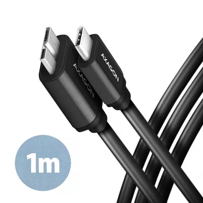 AXAGON BUMM3-CM10AB Kabel Micro-B USB,  USB-C 3.2 Gen 1, 1m, 3A, ALU, PVC Czarny