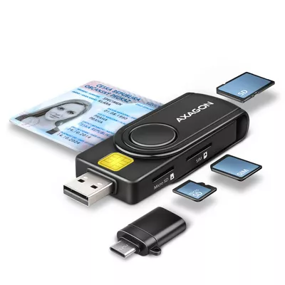 AXAGON CRE-SMP2A Czytnik kart identyfikacyjnych &amp; SD/microSD/SIM card PocketReader USB