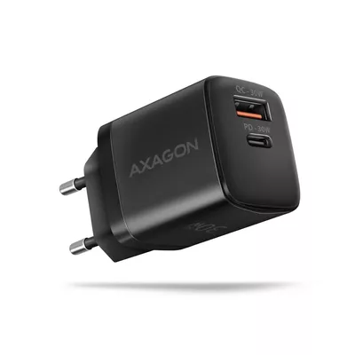 AXAGON ACU-PQ30 Ładowarka sieciowa, PD &amp; QC 30W, QC3.0,4.0/AFC/FCP/PPS/Apple, Czarna