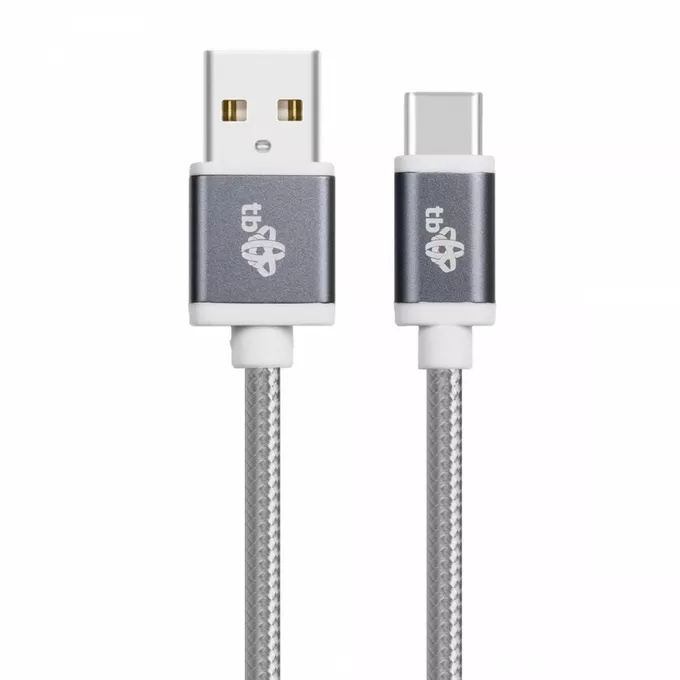 TB Kabel USB-USB C 1.5m szary sznurek premium