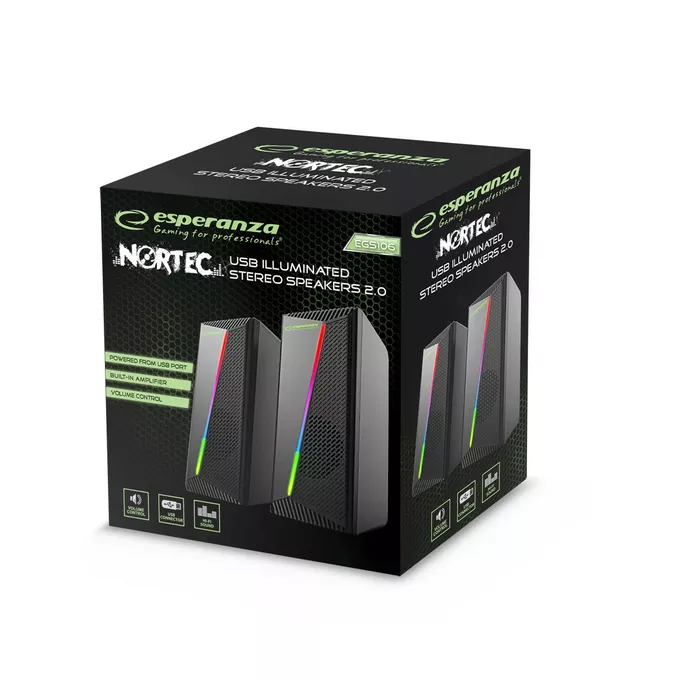 Esperanza Głośniki 2.0 USB LED Rainbow Nortec