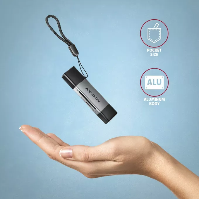 AXAGON CRE-DAC Czytnik kart zewnętrzny USB3.2 Gen 1 Type-C + Type-A SD/microSD