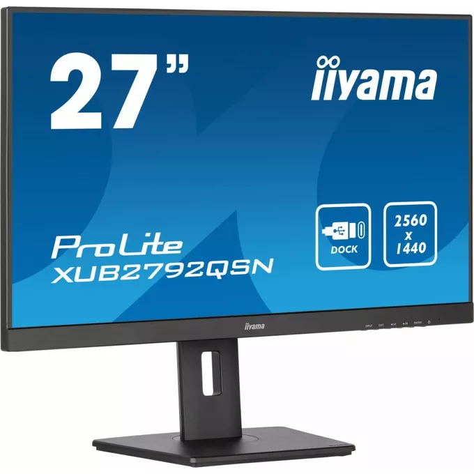 IIYAMA Monitor 27 cali XUB2792QSN-B5 IPS,QHD,USB-c Dock,HDMI,DP,HAS(150mm)