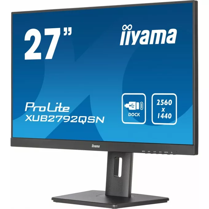 IIYAMA Monitor 27 cali XUB2792QSN-B5 IPS,QHD,USB-c Dock,HDMI,DP,HAS(150mm)