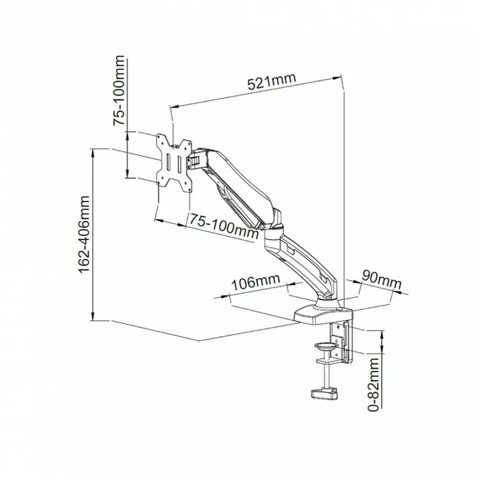 ART Uchwyt biurkowy na sprężynie gazowej do 1 monitora LCD/LED 13-27&quot;            L-11GD
