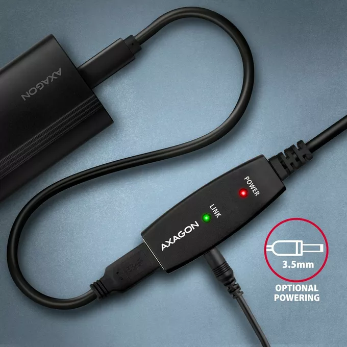 AXAGON Kabel ADR-210 USB 2.0 A-M -&gt; A-F aktywny kabel przedłużacz/wzmacniacz 10m