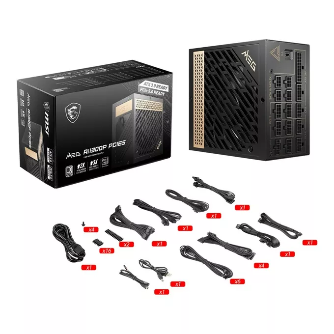 MSI Zasilacz MEG Ai1300P PCIE5 1300W 80PLUS PLATINUM F.MODULAR