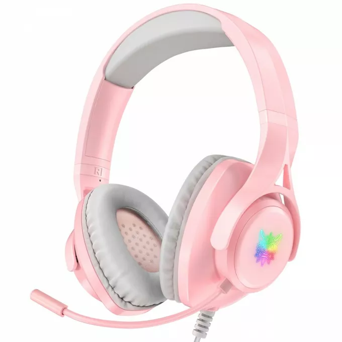 Onikuma Słuchawki gamingowe X16 RGB różowe (przewodowe)