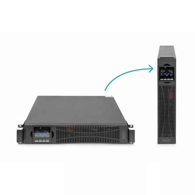 Digitus Zasilacz awaryjny UPS Online Rack 19&quot; LCD, 2000VA/2000W, 4x12V/9Ah, 8xC13, USB, RS232, RJ45