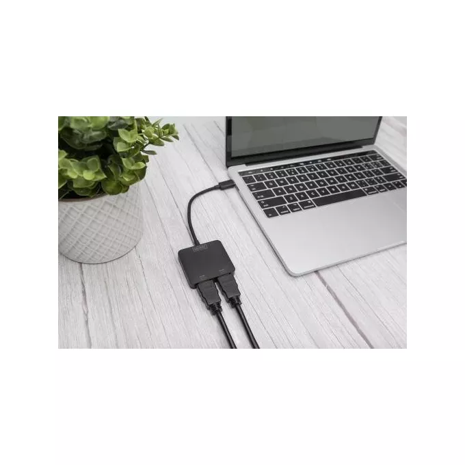 Digitus Hub/Koncentrator 2-portowy USB Typ C/2x HDMI 4K/60Hz HDR HDCP 2.2 MST