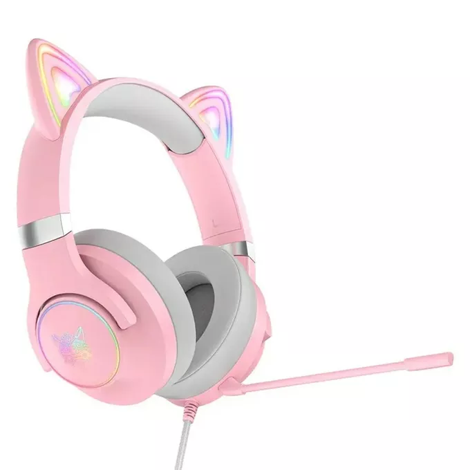 Onikuma Słuchawki gamingowe X30 kocie uszy Różowe