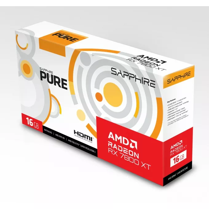 Sapphire Technology Karta graficzna RX 7800 XT PURE GAMING OC 16GB GDDR6 256bit 2DP