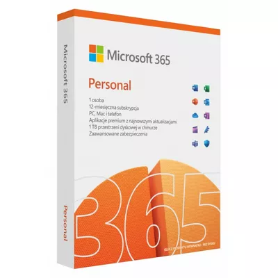 Microsoft 365 Personal PL P10 1Y 1User/5Devices Win/Mac Medialess Box QQ2-01752 Zastępuje P/N: QQ2-01434