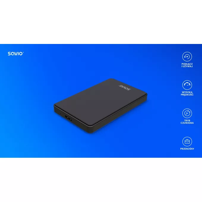 Savio Zewnętrzna obudowa na dysk HDD/SDD 2,5 cala, USB 3.0, AK-65