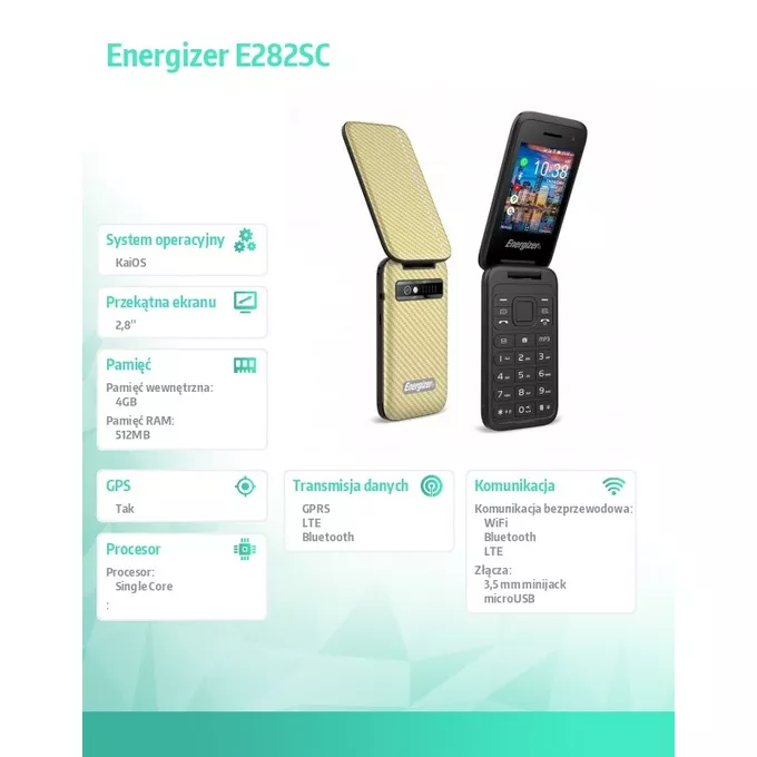 Energizer Telefon E282SC Dual Sim 512MB RAM 4GB Gold