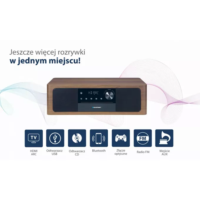 Blaupunkt Mikrowieża all-in-one Bluetooth, HDMI ARC, Wejście optyczne CD/MP3/USB/AUX Zegar/ Alarm