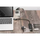 Digitus Hub USB 3.0/Koncentrator 4-portowy SlimLine USB A + adapter USB-C 5Gbps, złącze zasilania USB-C