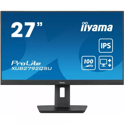 IIYAMA Monitor ProLite XUB2792QSU-B6 27 cali IPS,QHD,HAS(150mm),100Hz,4xUSB3.2,SLIM