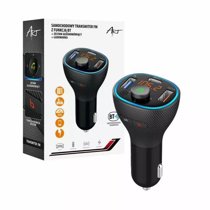 ART Transmiter samochodowy FM MP3 z funkcją BT, USB LCD FM-73 QC3.0