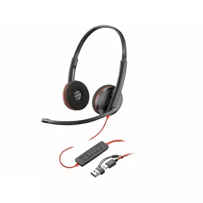 POLY Słuchawki Blackwire 3220 Stereo USB-C Headset +USB-C/A Adapter 8X228A