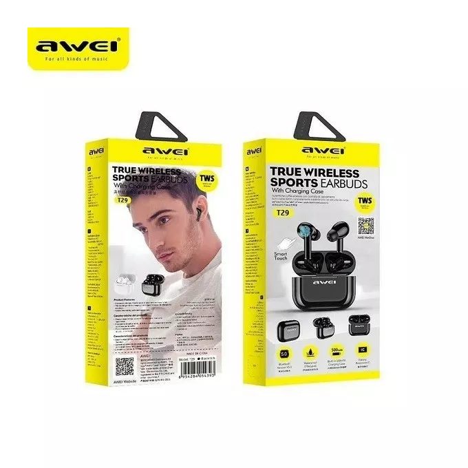 AWEI Słuchawki stereo Bluetooth T29 TWS Czarne