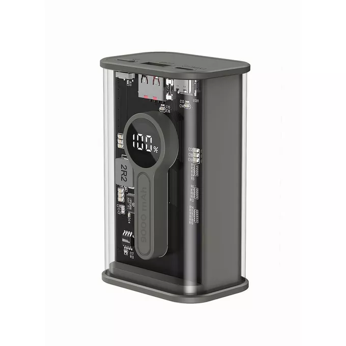 Gembird PowerBank Transparentny 9000 mAh QC3.0 Czarny