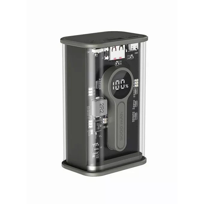 Gembird PowerBank Transparentny 9000 mAh QC3.0 Czarny