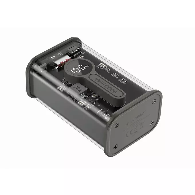 Gembird PowerBank Transparentny 9000 mAh QC3.0 Czarny