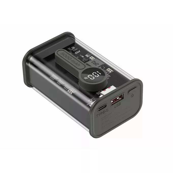 Gembird PowerBank Transparentny 9000 mAh QC3.0 Czarny