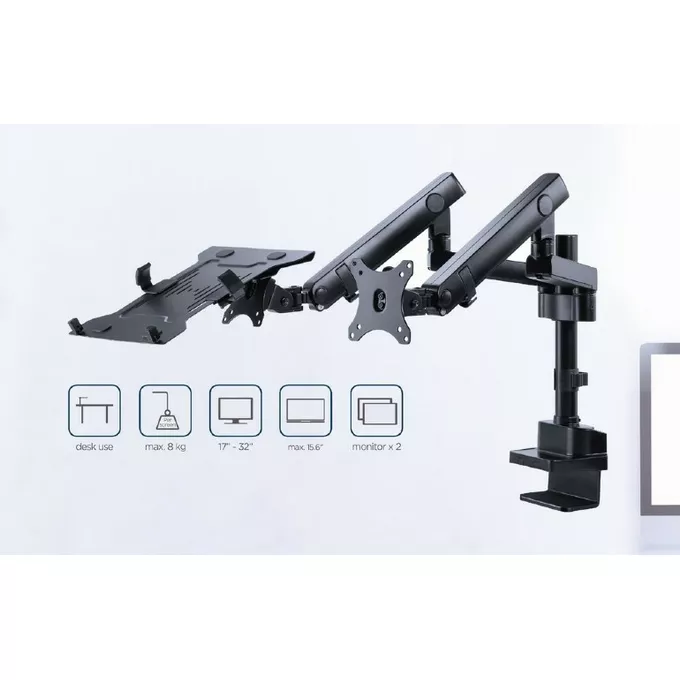 Gembird Uchwyt do monitora max 32 cale i laptopa do 15.6 cali