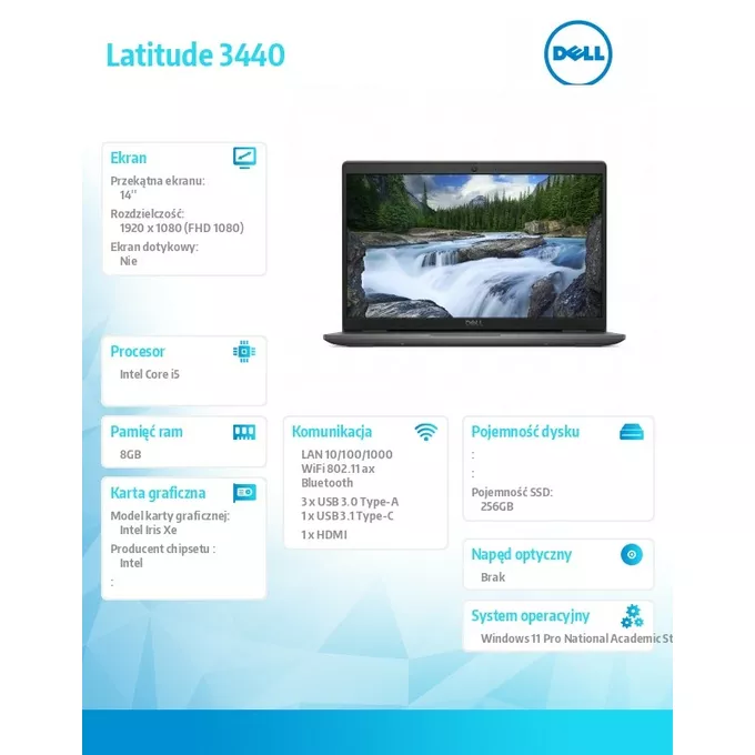 Dell Notebook Latitude 3440 W11ProEDU i5-1335U/8/256/INT/5YB