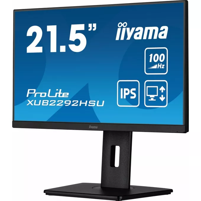 IIYAMA Monitor 21.5 cala XUB2292HSU-B6 IPS,100Hz,FreeSync,PIVOT,0.4ms,HDMI,  DP,4xUSB(3.2),2x2W,HAS(150mm)
