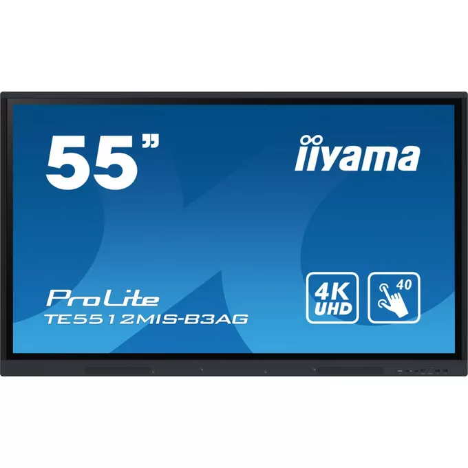 IIYAMA Monitor interaktywny 55 cali TE5512MIS-B3AG INFRARED,40pkt,IPS,4K,7H,WiFi,VGA,HDMI, USB-c,Wifi,Bluetooth,metal,8ms