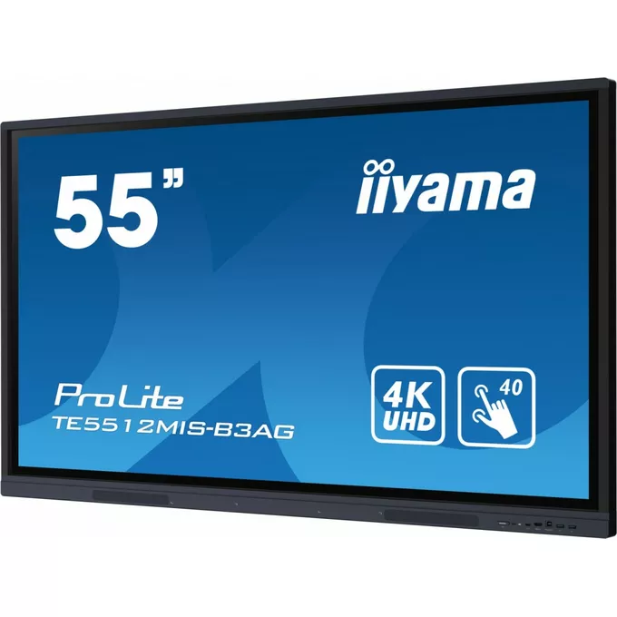 IIYAMA Monitor interaktywny 55 cali TE5512MIS-B3AG INFRARED,40pkt,IPS,4K,7H,WiFi,VGA,HDMI, USB-c,Wifi,Bluetooth,metal,8ms